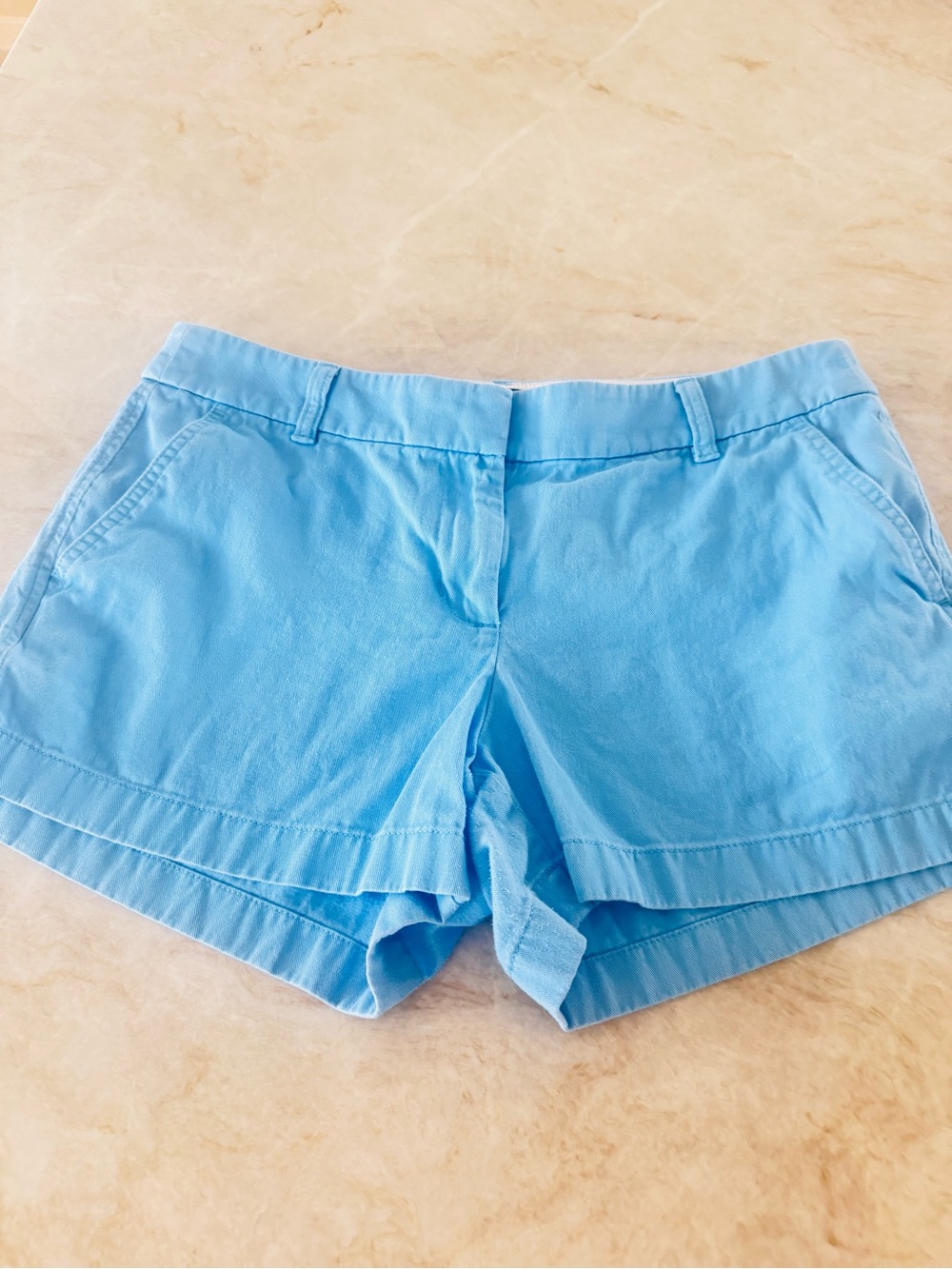 J Crew Womens Chino Shorts Size 32 Blue Cotton Flat Front Preppy Summer